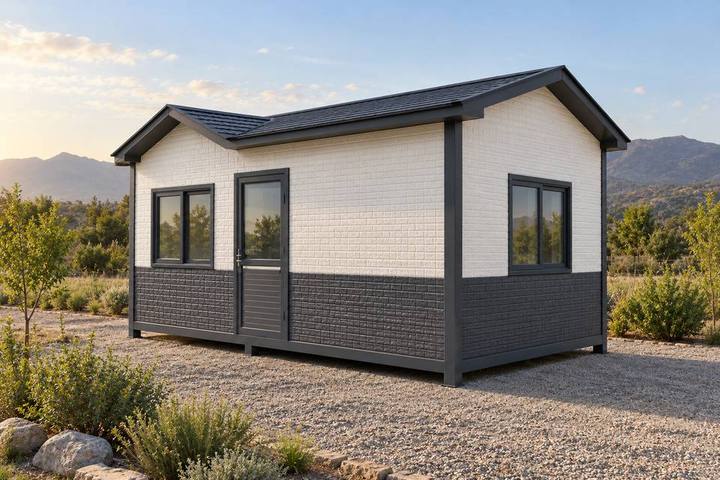 AL-03 · Casa gris con doble frontón