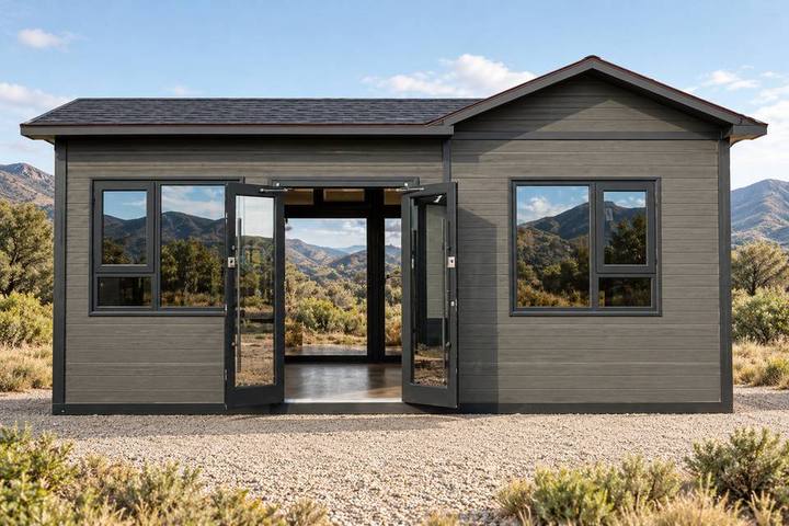 AL-13 · Casa gris con frontón
