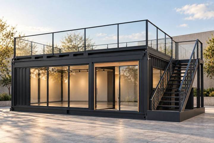 COM-22 · Container comercial con terraza superior